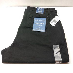 Nautica Men's Classic Fit Flat Front Stretch Solid Chino Pant True Black 32x30